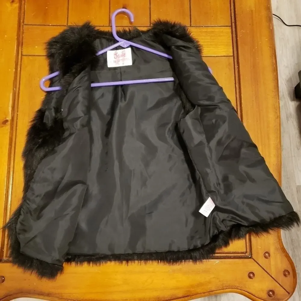 Justice Black Faux Fur Children's Vest 16/18